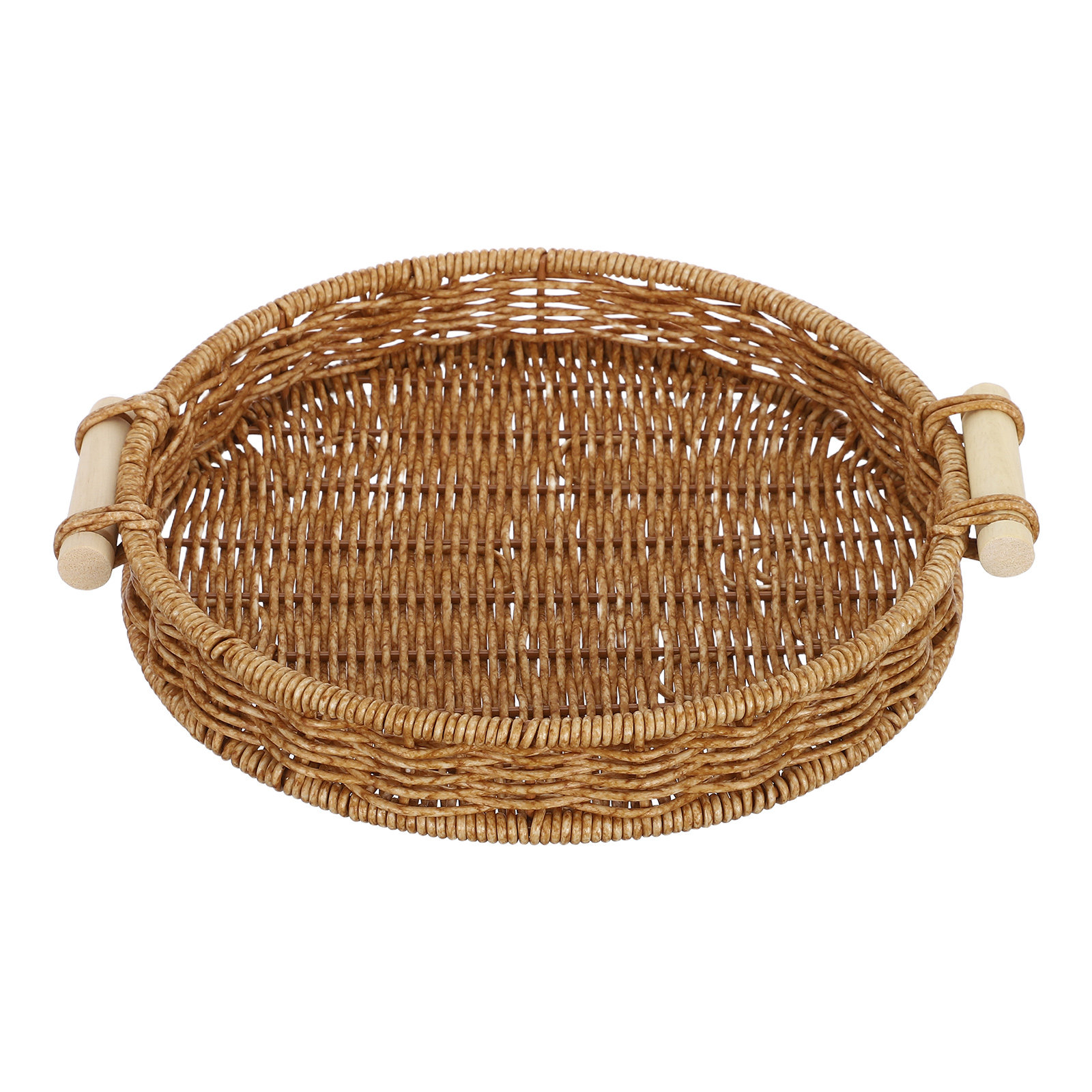 Food Snacks Basket - ตะกร้าขนมปังหวายเทียม ขนาด 27 ซม. ทรงกลม ถาดเสิร์ฟขนมพร้อมหูจับ