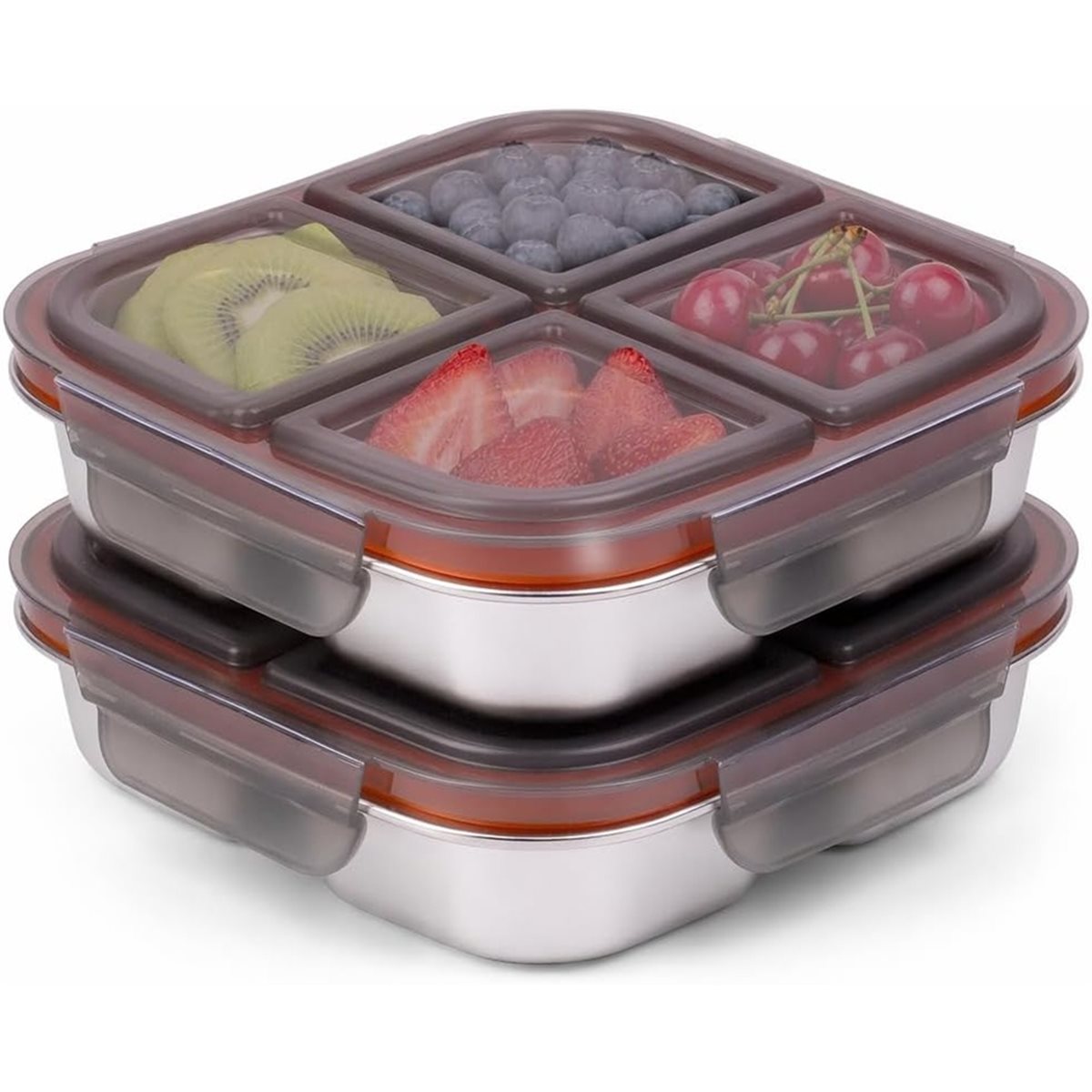 Food Snacks To Buy - 【TODAY-BUY】~@ กล่องใส่ขนมสแตนเลส 2 แพ็คพร้อมฝาปิดสุญญากาศ กล่องเก็บอาหาร 4