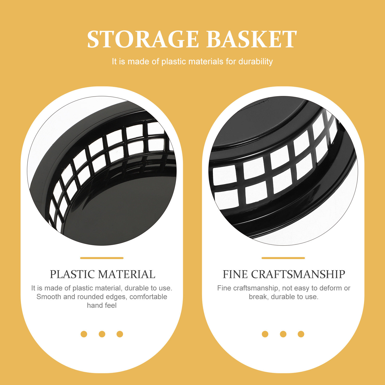Food Snacks Basket - ตะกร้าใส่เฟรนช์ฟรายส์ 6 ชิ้น ตะกร้าพลาสติกสำหรับเก็บอาหาร อุปกรณ์เสริมในครัว ตะกร้าใส่ขนม