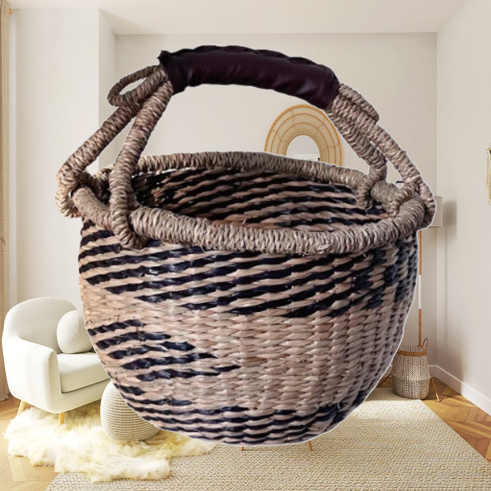 Food Snacks Basket - ตะกร้าปิกนิกสานมือ ตะกร้าอเนกประสงค์ ตะกร้าใส่ของว่าง สำหรับบาร์บีคิว ตกปลา ใช้บนโต๊ะ