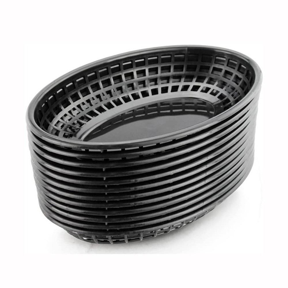 Food Snacks Basket - ตะกร้าใส่อาหารพลาสติกทรงรีหลากสี 7 ชิ้น/ชุด สำหรับใส่เฟรนช์ฟรายส์ เบอร์เกอร์ ขนม