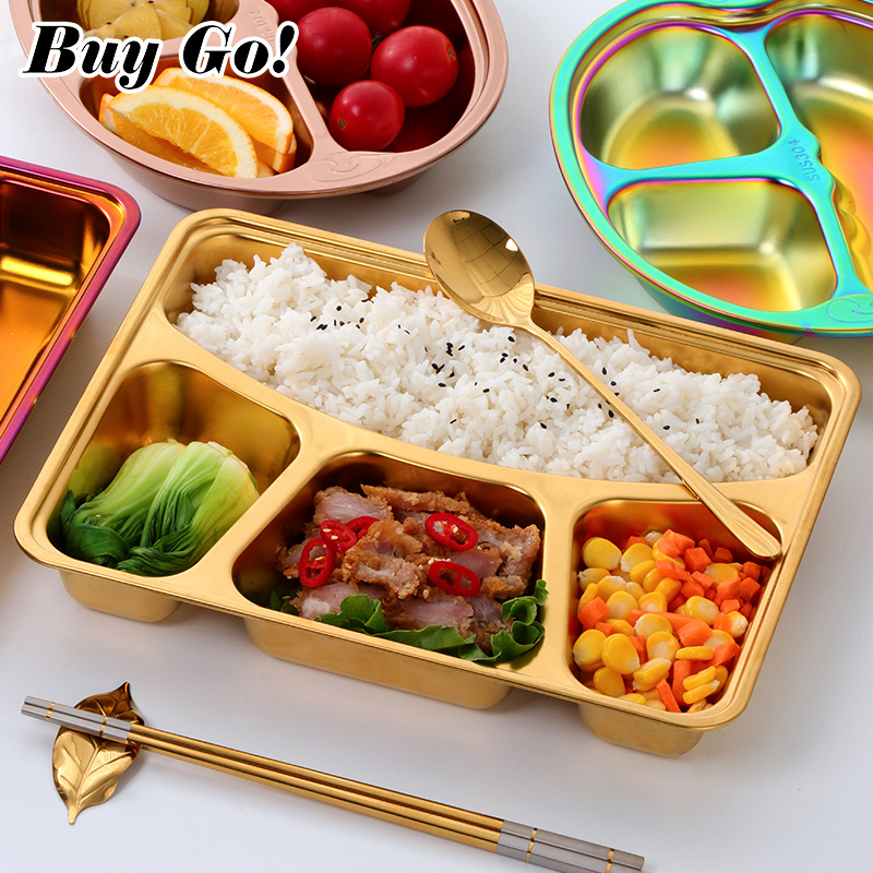 Food Snacks To Buy - 304 สแตนเลสสตีล Non-Magnetic Fast อาหารถาดแบ่งอาหารกลางวันอาหารเย็นขนมขบเคี้ยวพร้อมฝาปิดสำหรับเด็กโรงเรียนโรงอาหาร