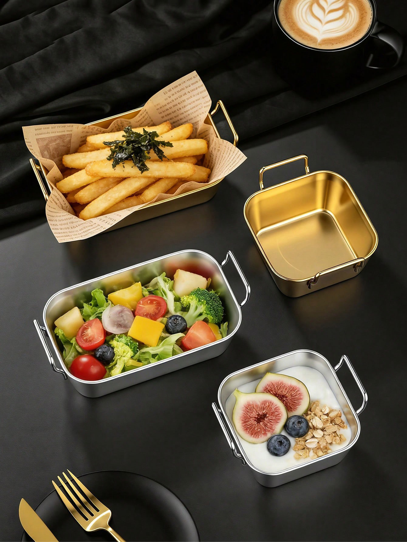 ตะกร้าสแตนเลสสองหูสำหรับใส่เฟร - Food Snacks Basket บทวิจารณ์และราคา