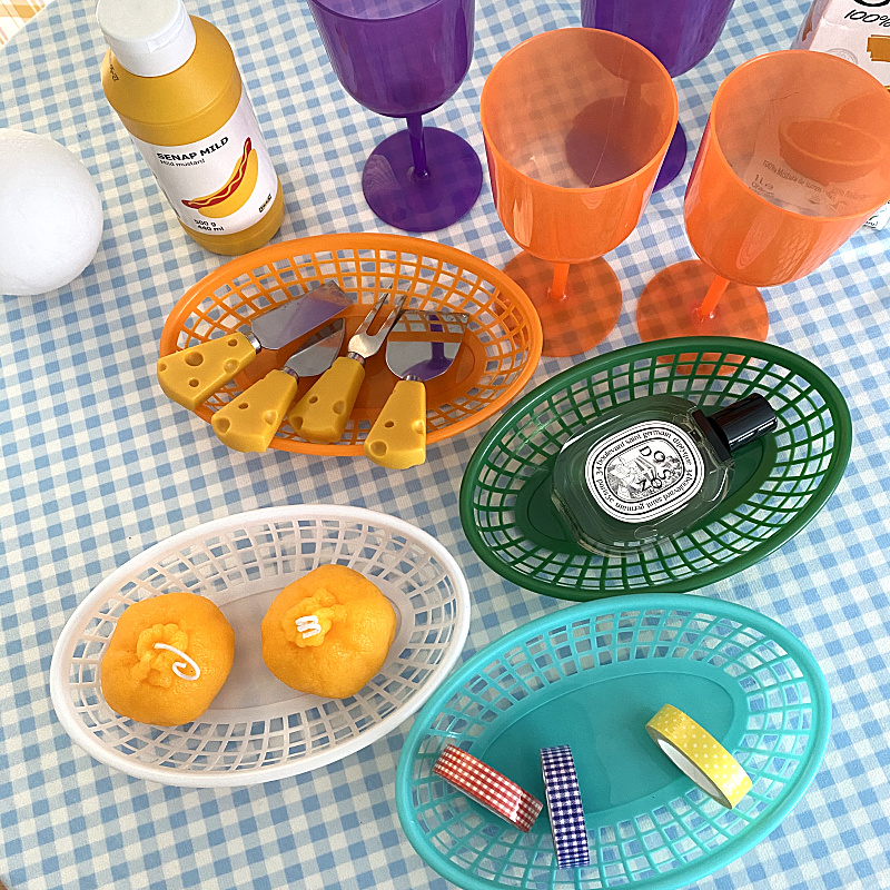 ตะกร้าพลาสติกทรงรี 1 ชิ้น สำหร - Food Snacks Basket บทวิจารณ์และราคา